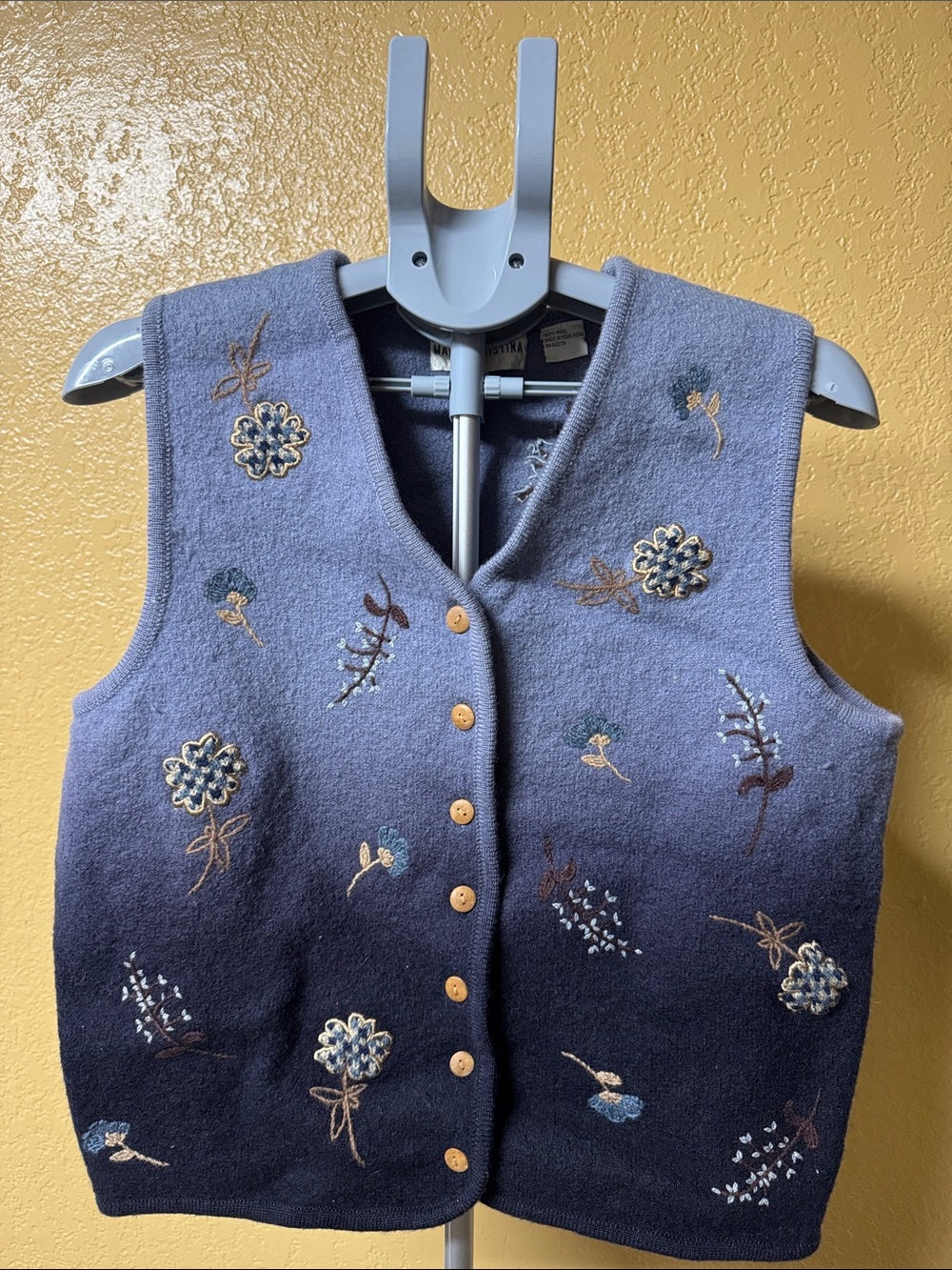 Marisa Christina Lavender to Navy Embroidered Button Vest